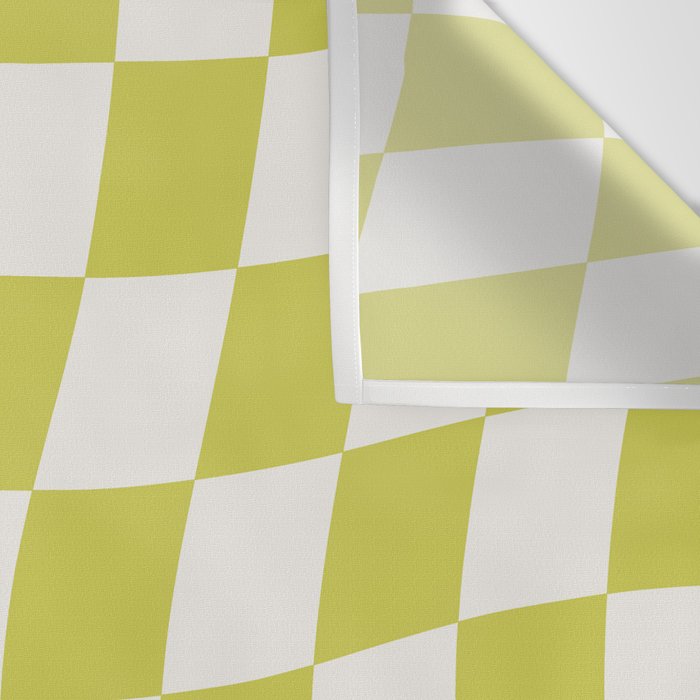 Warped Check Pattern Lime Wall Tapestry Gallery Image 3