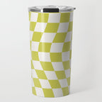 Warped Check Pattern Lime Travel Mug Gallery Image 1