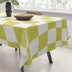 Warped Check Pattern Lime Tablecloth Gallery Image 3