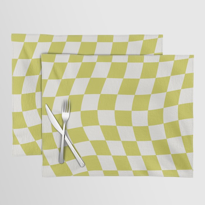 Warped Check Pattern Lime Placemat Gallery Image 1
