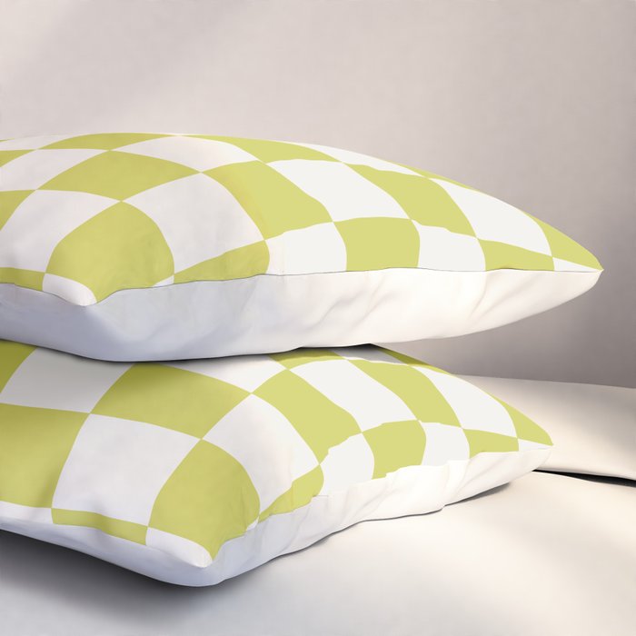 Warped Check Pattern Lime Pillow Sham Gallery Image 3