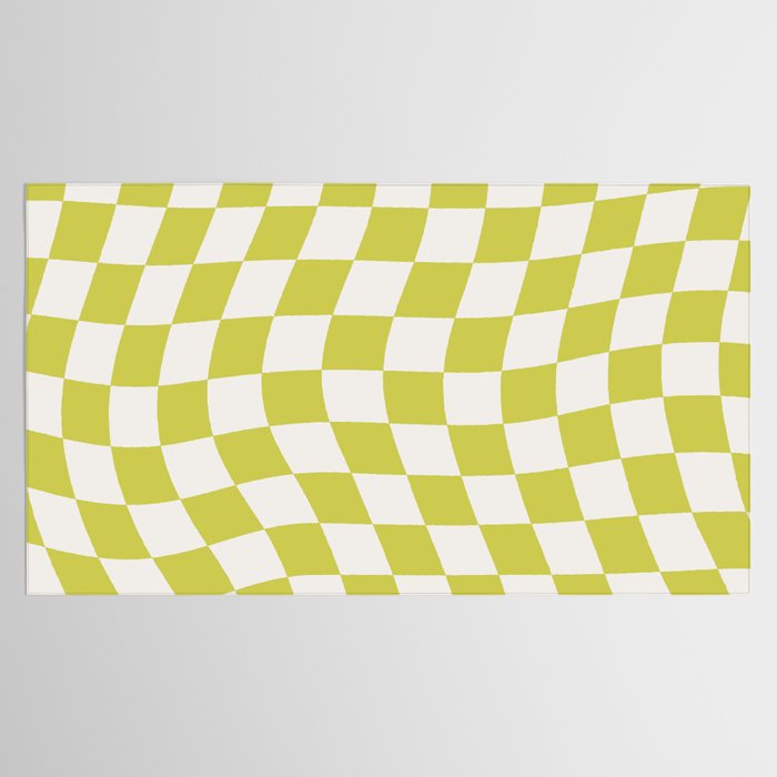Warped Check Pattern Lime Tablecloth Gallery Image 2