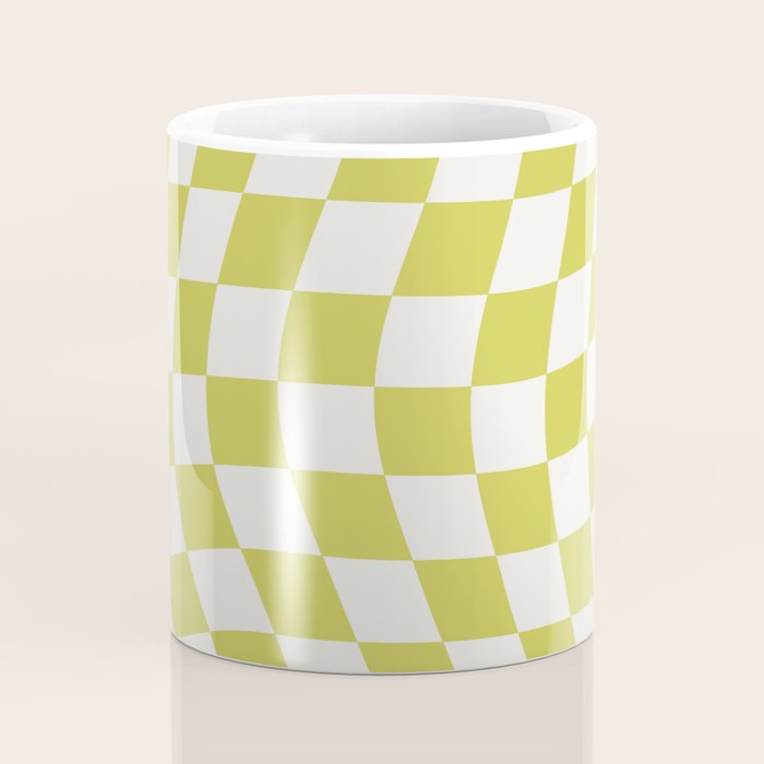Warped Check Pattern Lime Coffee Mug Gallery Image 4