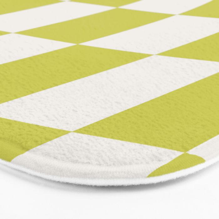 Warped Check Pattern Lime Bath Mat Gallery Image 3