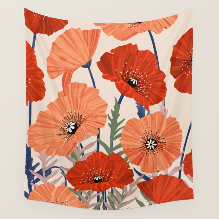 Poppies pattern Wall Tapestry Gallery Image 1