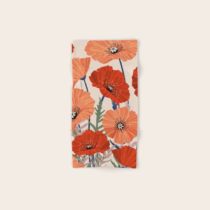 Poppies pattern Bath Towel Gallery Image 1