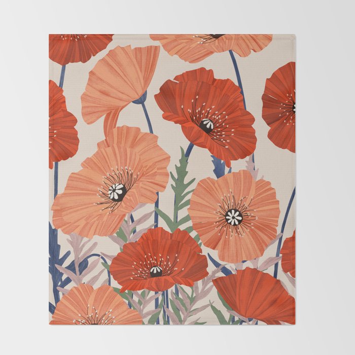 Poppies pattern Throw Blanket Gallery Image 2