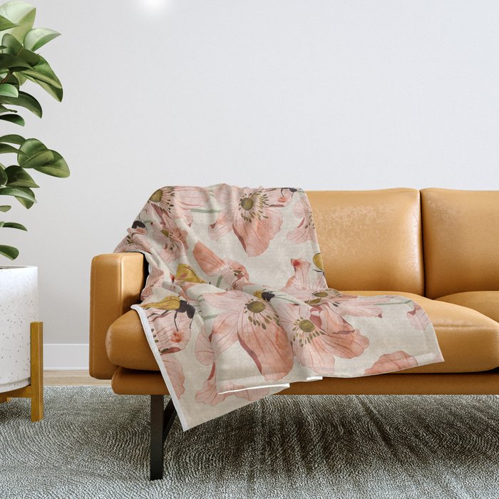 Roses and insects Throw Blanket Gallery Image 1