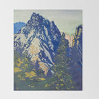  A Departure I - Mountain & Forest Nature Ukiyo Landscape in Blue, Green & Grey Throw Blanket Gallery Image 2