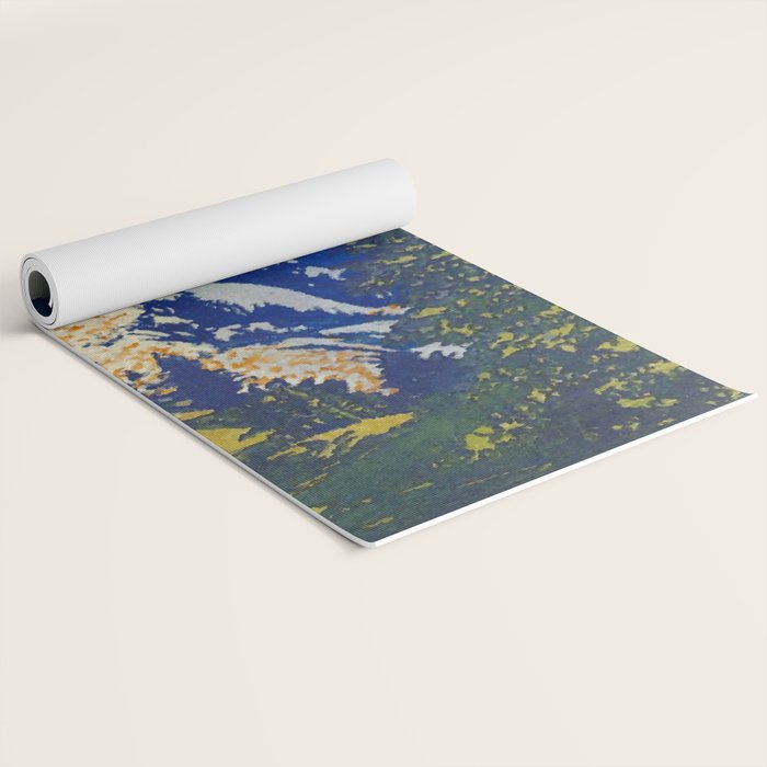  A Departure I - Mountain & Forest Nature Ukiyo Landscape in Blue, Green & Grey Yoga Mat Gallery Image 2