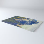  A Departure I - Mountain & Forest Nature Ukiyo Landscape in Blue, Green & Grey Rug Gallery Image 3