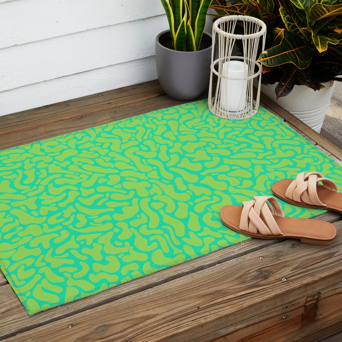 anxiety - greens Outdoor Rug Gallery Image 2
