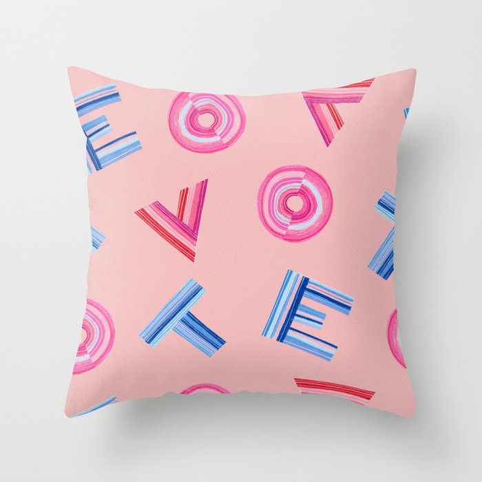 Cast Your Vote | Hand-Lettered Pattern in Peach Throw Pillow Gallery Image 6