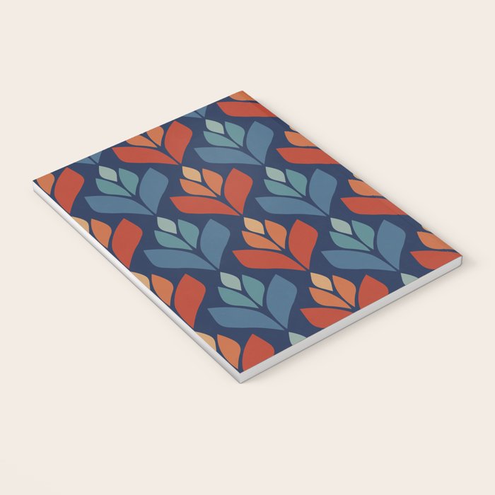 Blue & Red Retro Trefoil Pattern Notebook Gallery Image 3