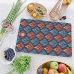 Blue & Red Retro Trefoil Pattern Cutting Board Gallery Image 2