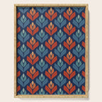 Blue & Red Retro Trefoil Pattern Serving Tray Gallery Image 1