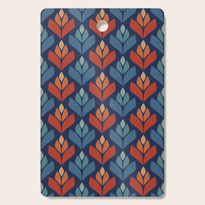 Blue & Red Retro Trefoil Pattern Cutting Board Gallery Image 1