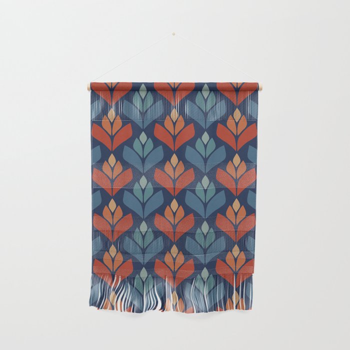 Blue & Red Retro Trefoil Pattern Wall Hanging Gallery Image 1