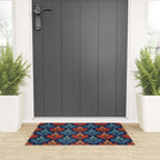 Blue & Red Retro Trefoil Pattern Welcome Mat Gallery Image 3