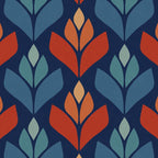 Blue & Red Retro Trefoil Pattern Coffee Mug Gallery Image 2