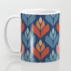 Blue & Red Retro Trefoil Pattern Coffee Mug Gallery Image 3