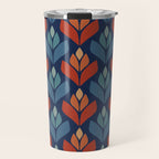 Blue & Red Retro Trefoil Pattern Travel Mug Gallery Image 1
