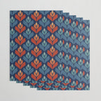 Blue & Red Retro Trefoil Pattern Wrapping Paper Gallery Image 3