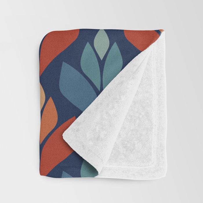 Blue & Red Retro Trefoil Pattern Throw Blanket Gallery Image 3