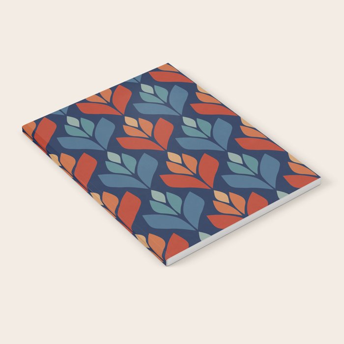 Blue & Red Retro Trefoil Pattern Notebook Gallery Image 2