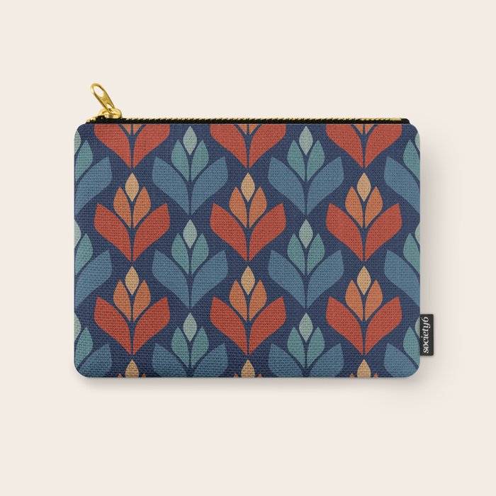 Blue & Red Retro Trefoil Pattern Carry All Pouch Gallery Image 1