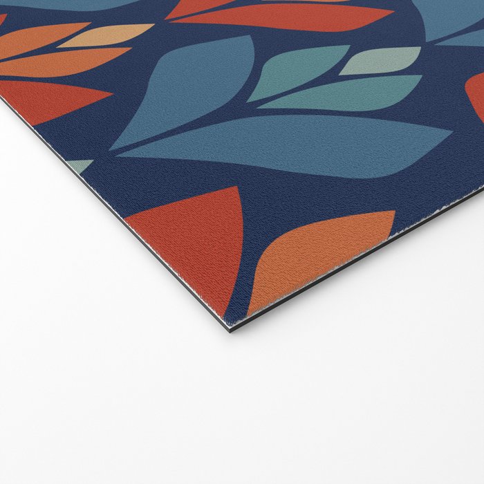 Blue & Red Retro Trefoil Pattern Welcome Mat Gallery Image 2