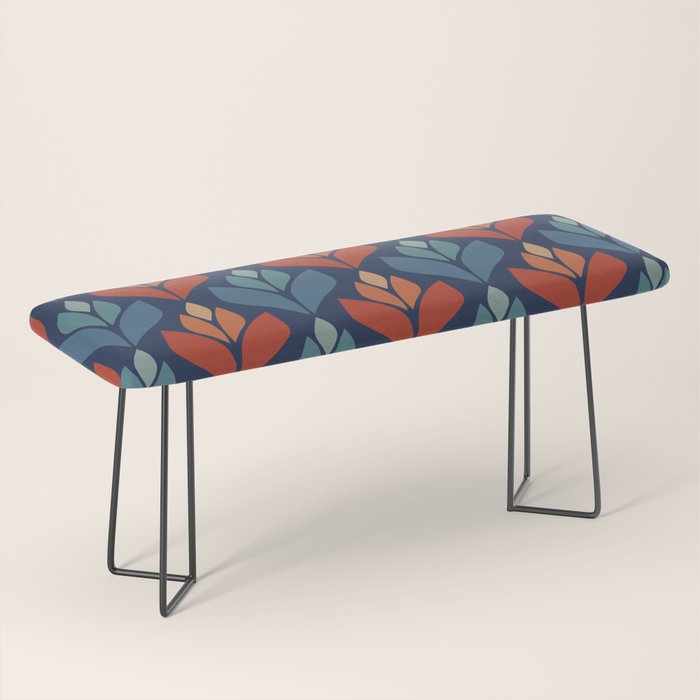 Blue & Red Retro Trefoil Pattern Bench Gallery Image 1