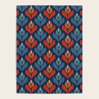 Blue & Red Retro Trefoil Pattern Poster Gallery Image 4