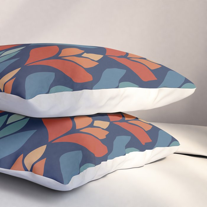 Blue & Red Retro Trefoil Pattern Pillow Sham Gallery Image 3