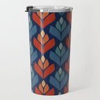 Blue & Red Retro Trefoil Pattern Travel Mug Gallery Image 3