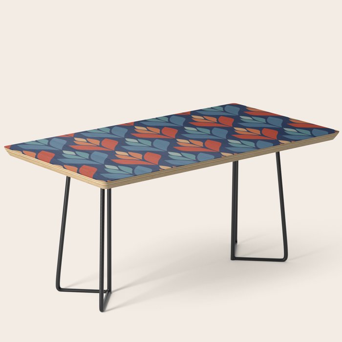 Blue & Red Retro Trefoil Pattern Coffee Table Gallery Image 1