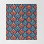 Blue & Red Retro Trefoil Pattern Throw Blanket Gallery Image 2
