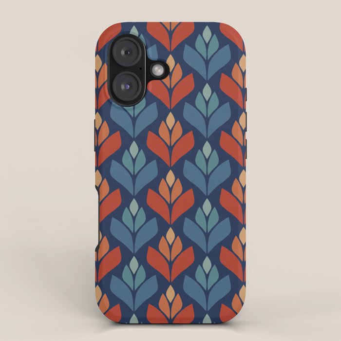 Blue & Red Retro Trefoil Pattern iPhone Case Gallery Image 1