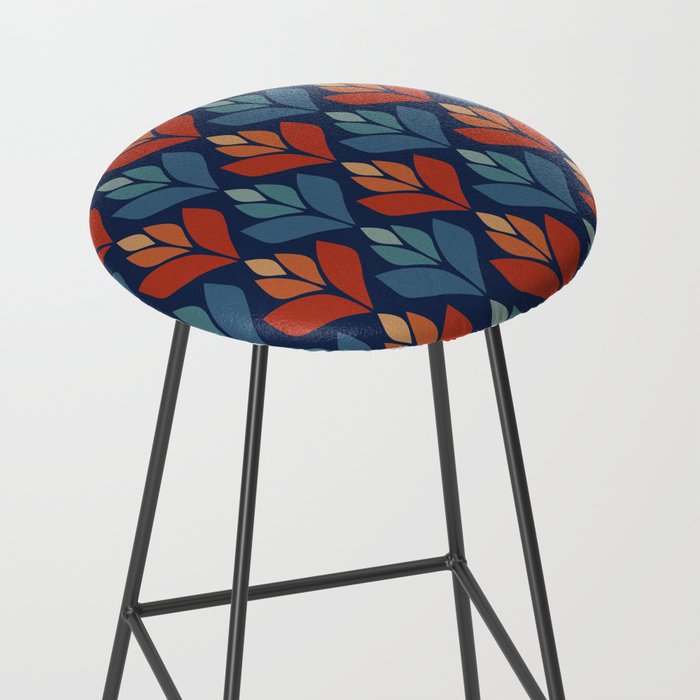 Blue & Red Retro Trefoil Pattern Stool Gallery Image 2
