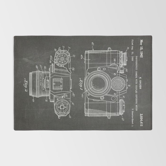 Camera Patent - Photography Art - Black Chalkboard Rug Gallery Image 2