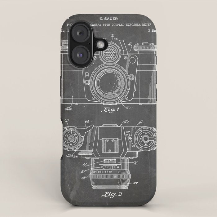 Camera Patent - Photography Art - Black Chalkboard iPhone Case Gallery Image 1