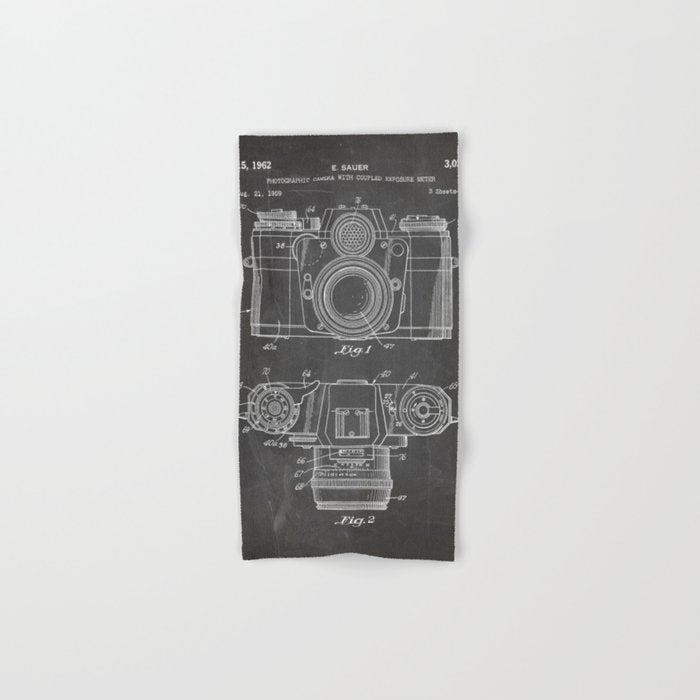 Camera Patent - Photography Art - Black Chalkboard Towels Gallery Image 1