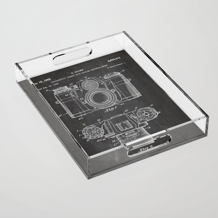 Camera Patent - Photography Art - Black Chalkboard Acrylic Tray Gallery Image 1
