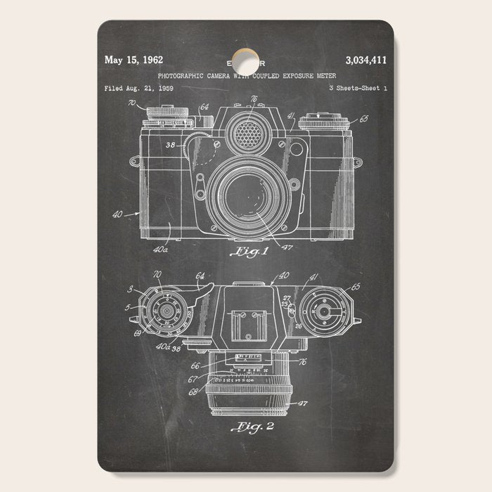 Camera Patent - Photography Art - Black Chalkboard Cutting Board Gallery Image 1