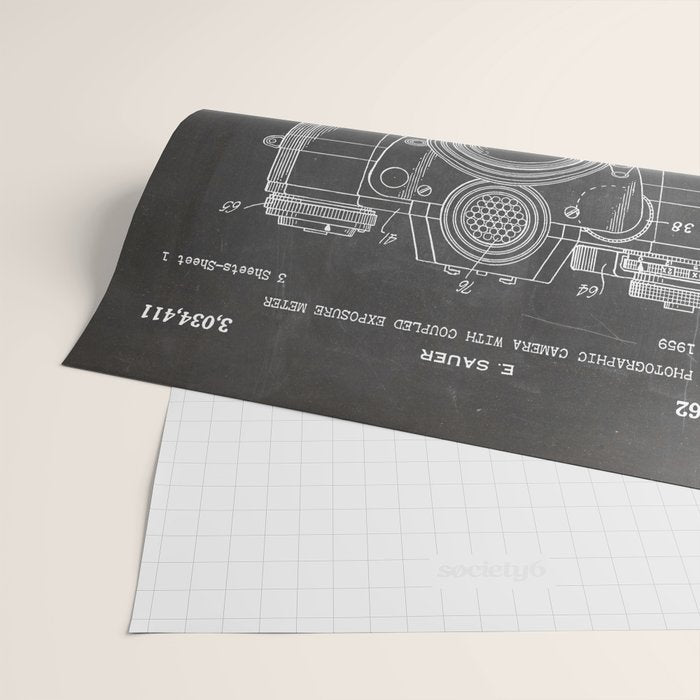 Camera Patent - Photography Art - Black Chalkboard Wrapping Paper Gallery Image 2
