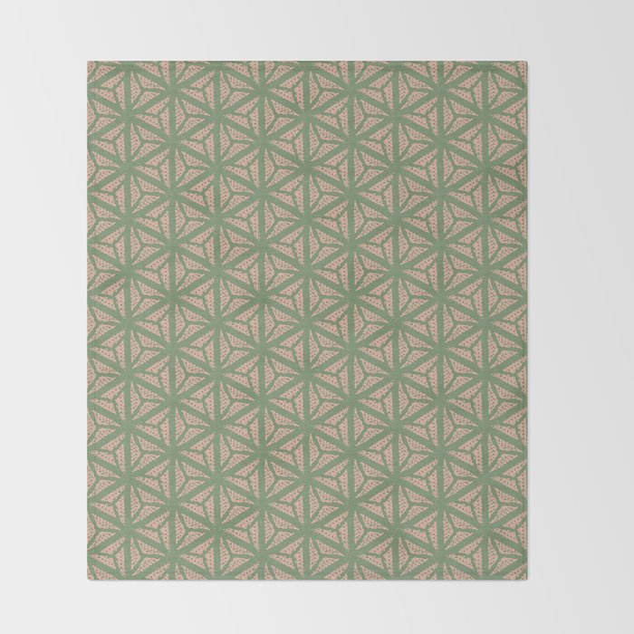 Threaded Geometric Green Peach Throw Blanket Gallery Image 2