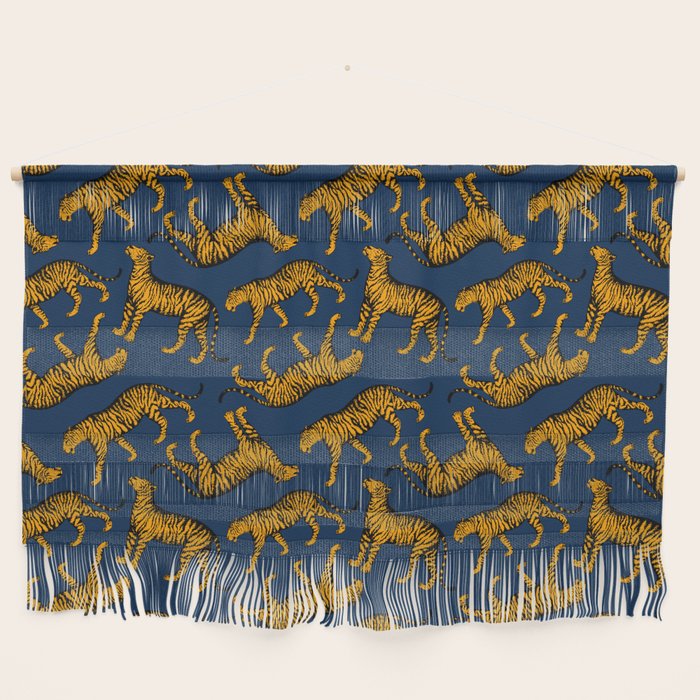 Tigers (Navy Blue and Marigold) Wall Hanging Gallery Image 1