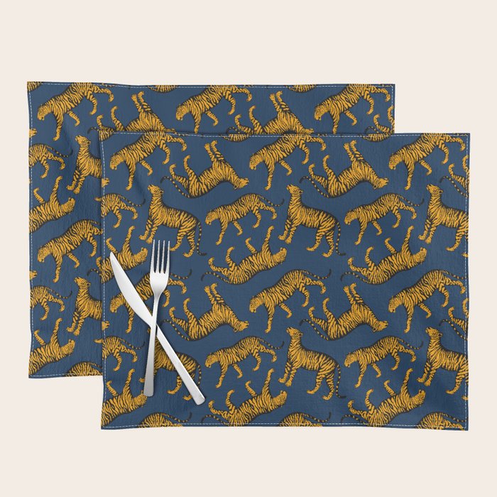 Tigers (Navy Blue and Marigold) Placemat Gallery Image 1