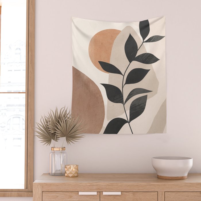 Minimal Abstract Art Plant 4 Wall Tapestry Gallery Image 2