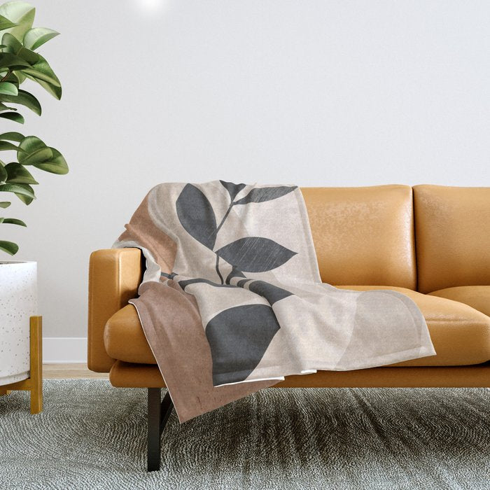 Minimal Abstract Art Plant 4 Throw Blanket Gallery Image 1